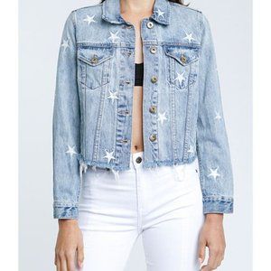 Pistola Brando Star Cut- Off Embroidered Denim Jacket in Zodiac Size Small